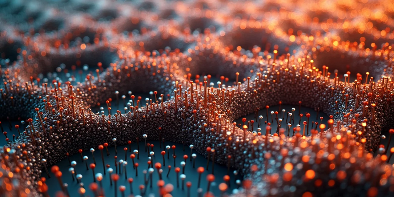 A massive pin art toy with thousands of pins pushed to different depths creating a 3D surface landscape